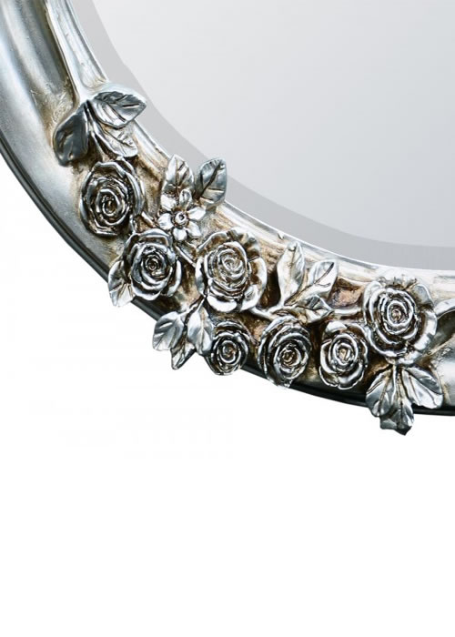 Oval Silver Mirror - Close Up