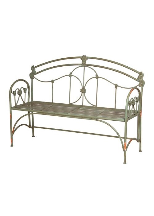 Distressed Metal Garden Bench