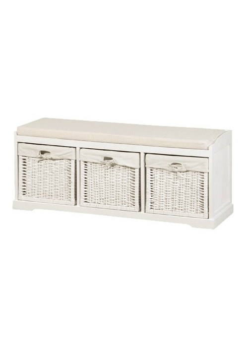 White Bench with Basket Drawers