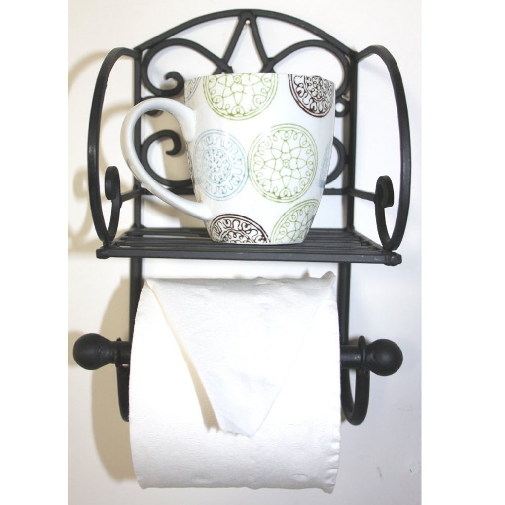 Black Sturdy Toilet Roll Holder 2