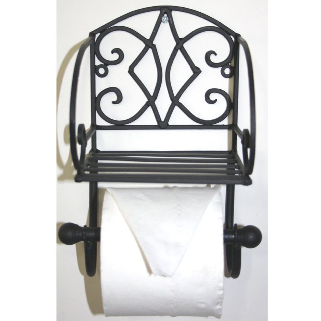 Black Sturdy Toilet Roll Holder 3