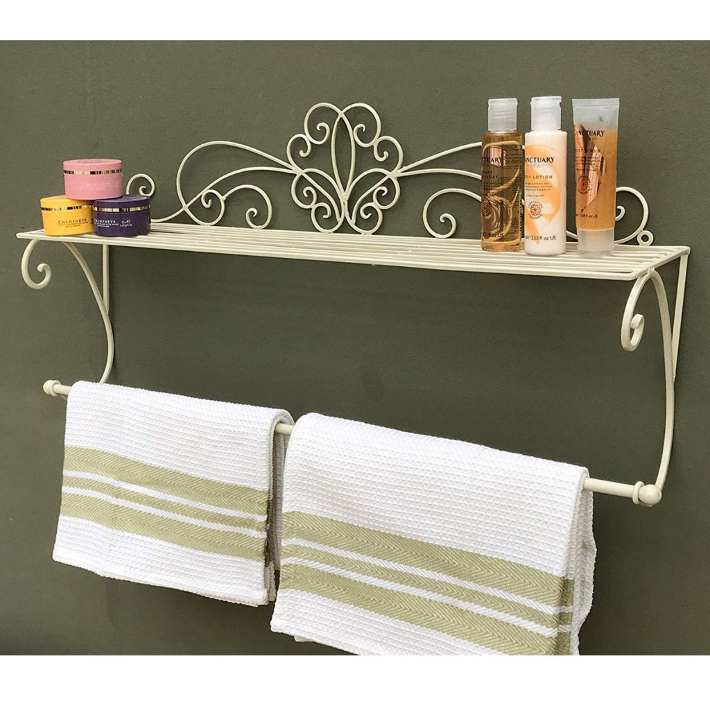 Scroll Design Cream Towel Rail