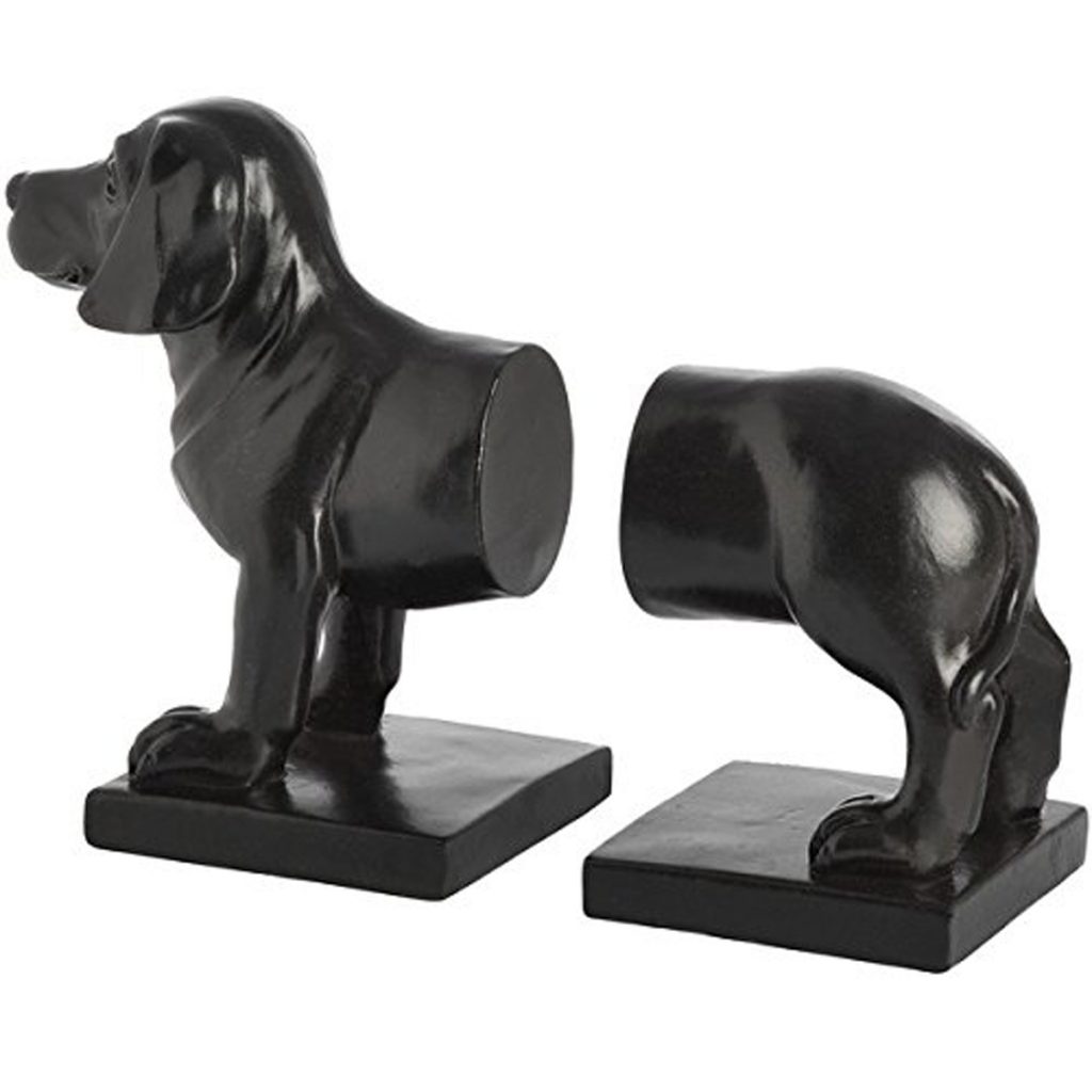 Elegant Wood Effect Black Dog Dachshund Bookends