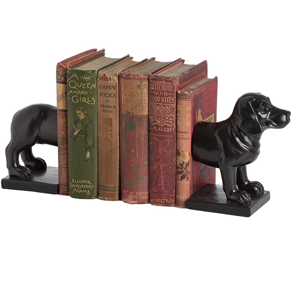 Elegant Wood Effect Black Dog Dachshund Bookends a