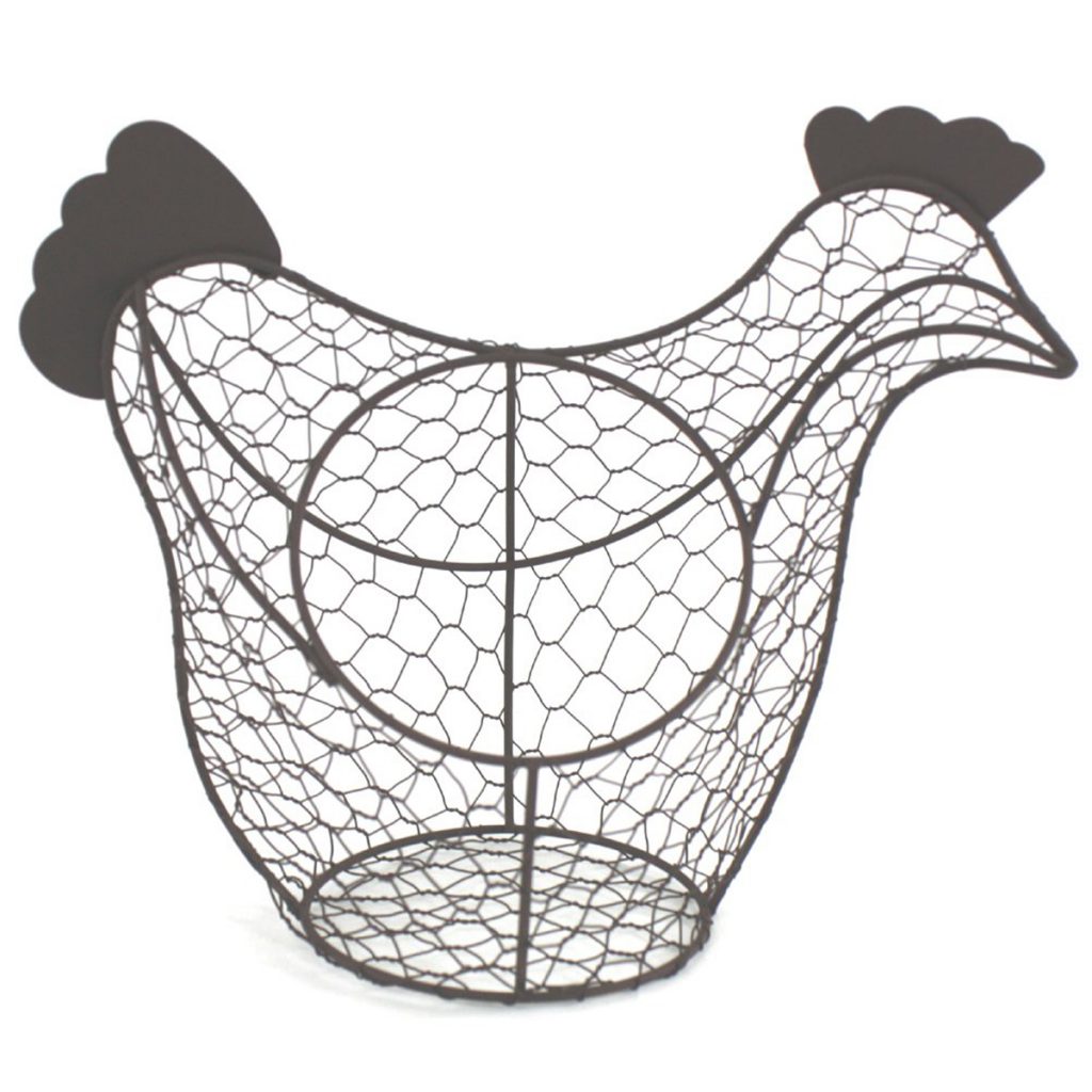 PC031 4 Hen Chicken Grey Wire Egg Basket