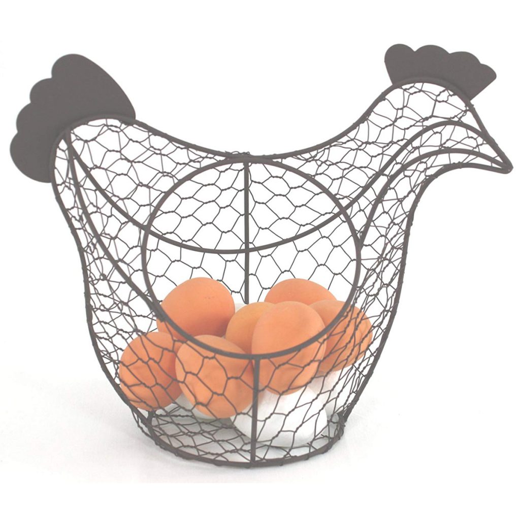 PC031 Hen Chicken Grey Wire Egg Basket