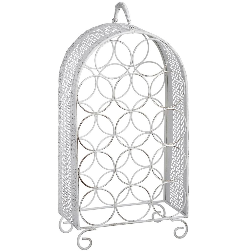 14230-a white metal 14 bottle wine rack