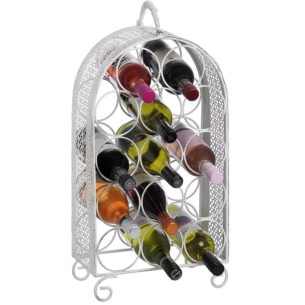 14230 white metal 14 bottle wine rack