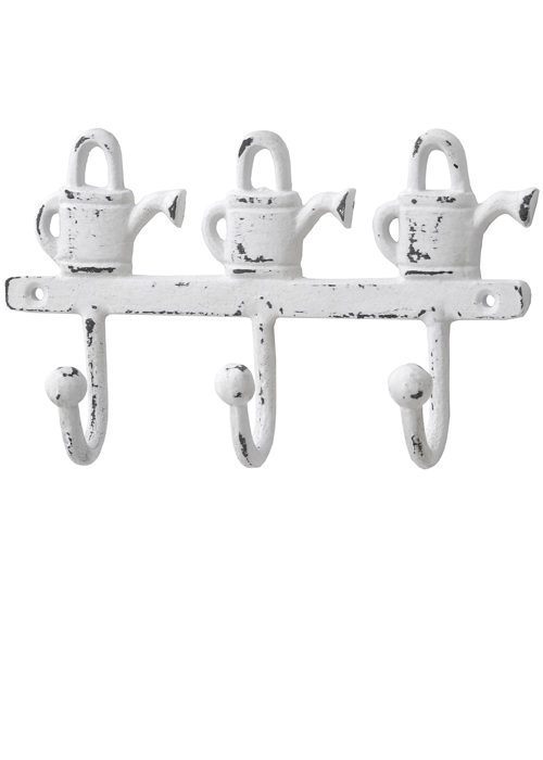 15075 watering can white metal hooks