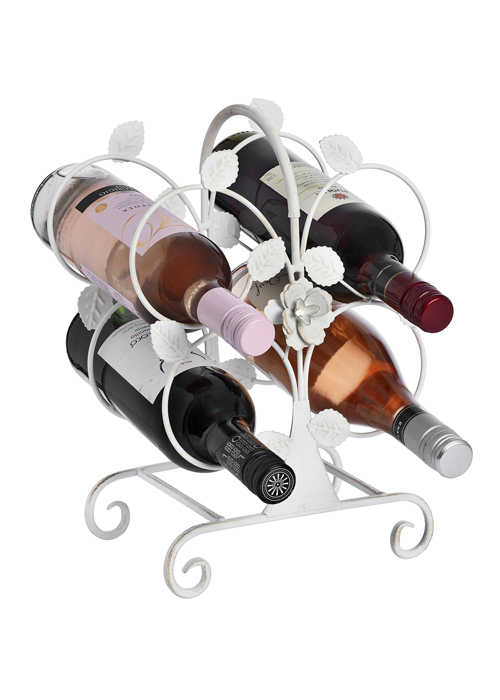 16180 shabby chic white bottle wine rack