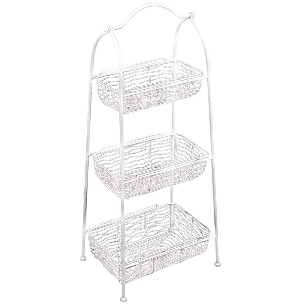 AHL038 white wire basket shelf unit