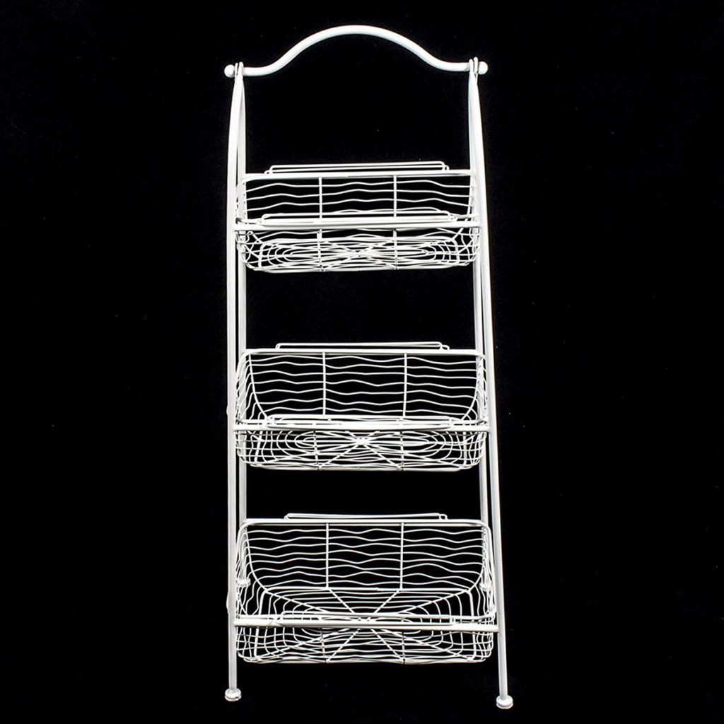 AHL038_1 white wire basket shelf unit