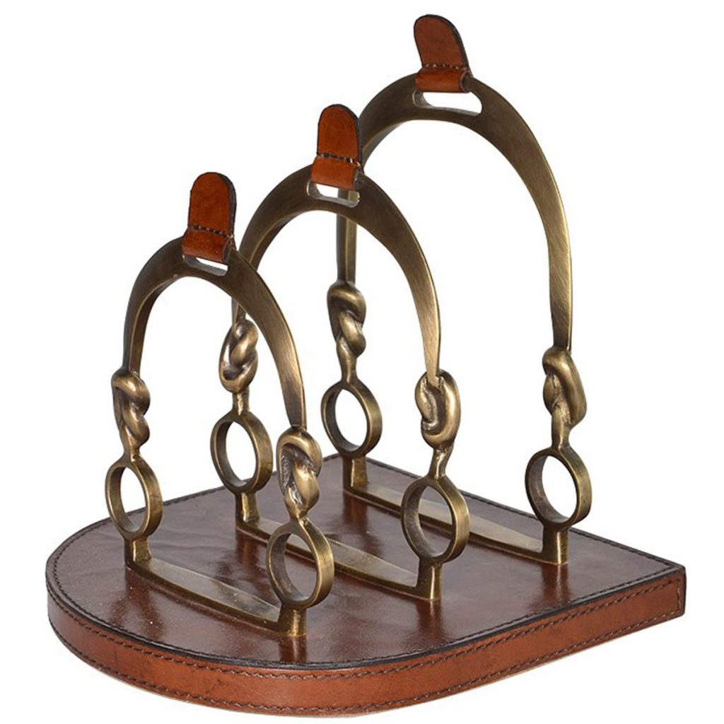 EXP045 brown leather metal letter rack