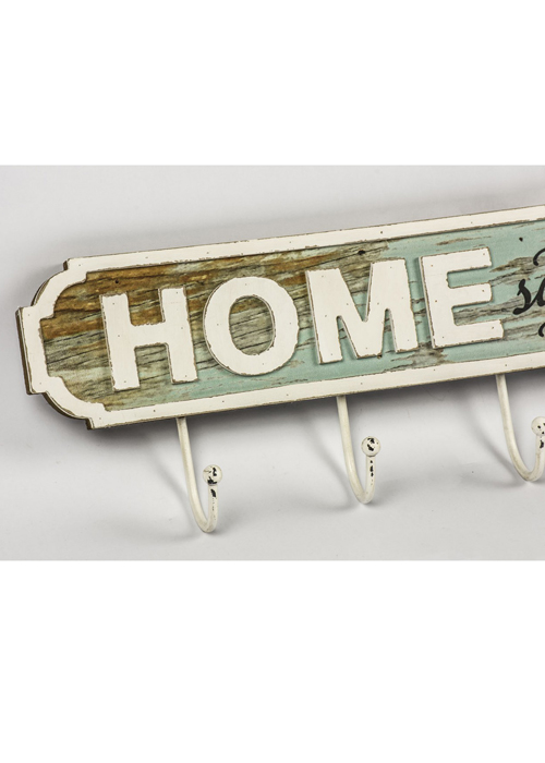 GUD222_2 home sign plaque white hooks