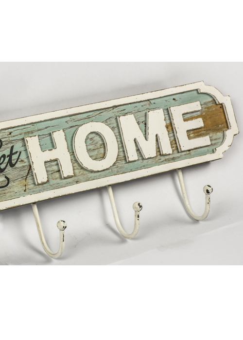 GUD222_3 home sign plaque white hooks