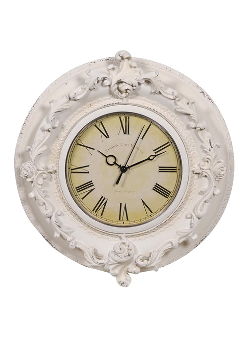 KMB112 white ornate frame clock