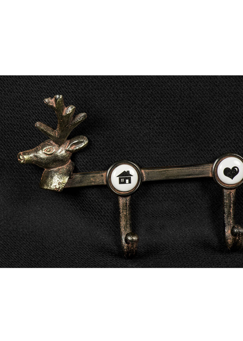 QEL022_2 reindeer rustic key hooks