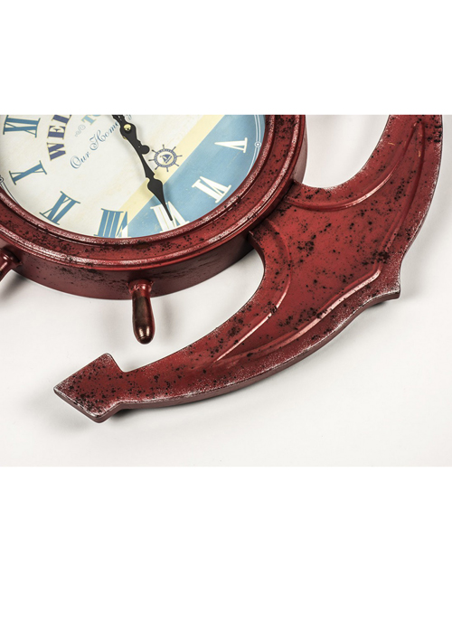 REL012_5 red anchor nautical clock