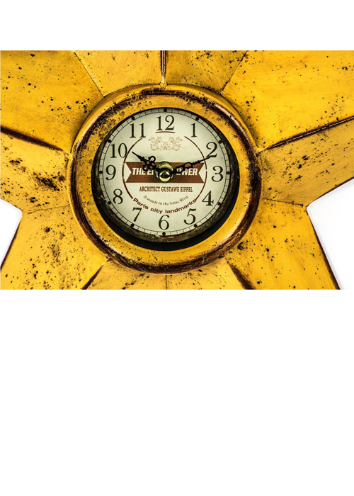 REL013_12 star metal wall clock