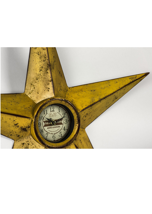 REL013_4 star metal wall clock