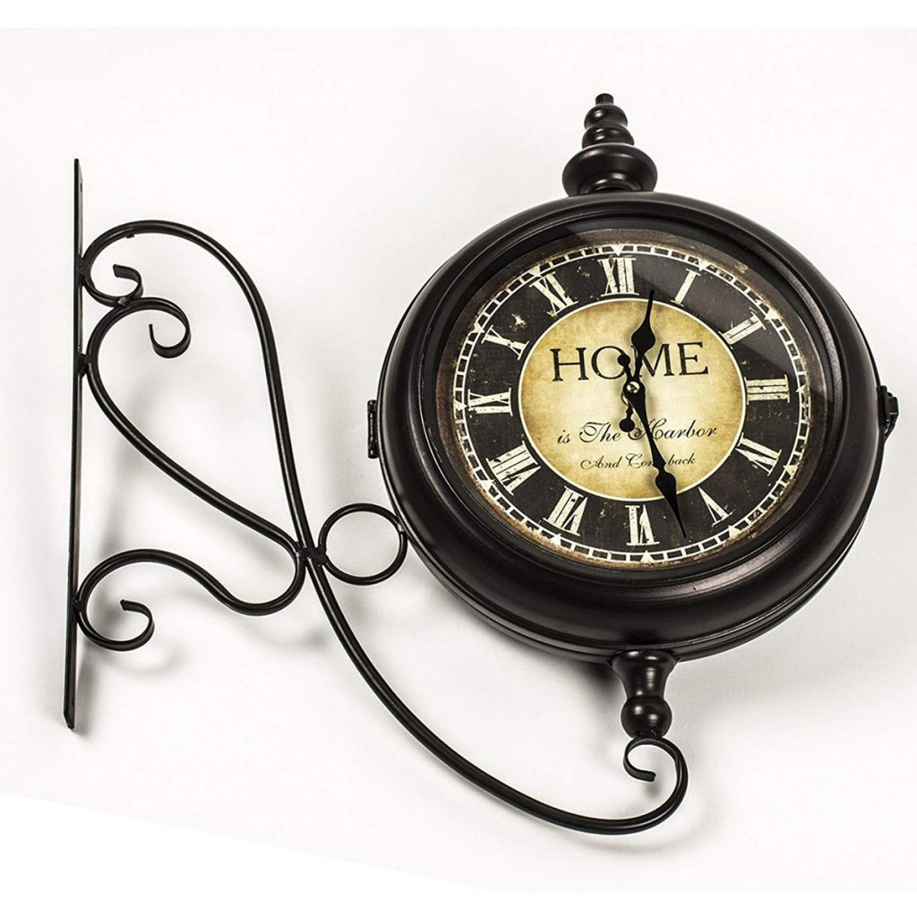 REL014_2 double sided station style wall clock