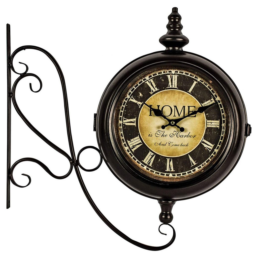 REL014__1 double sided station style wall clock