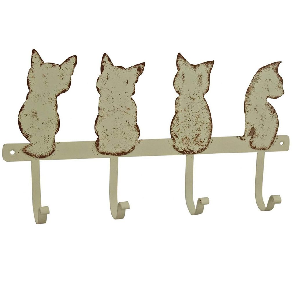 Cat Quartet Rustic Metal Hooks Interior Flair