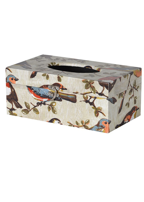 vintage birds tissue box holder