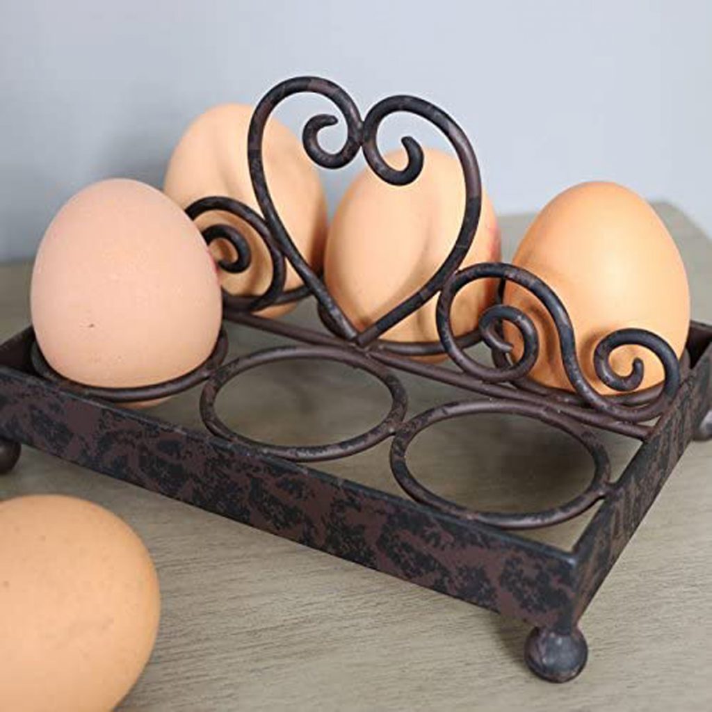 11265 Heart Antique Brown Metal Egg Holder a