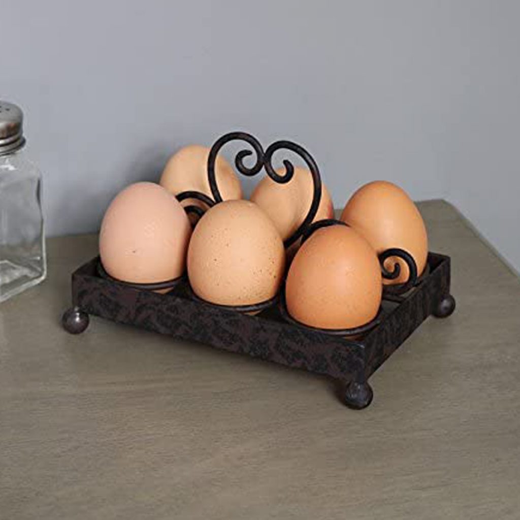 11265 Heart Antique Brown Metal Egg Holder b