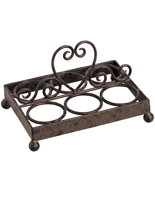 11265 Heart Antique Brown Metal Egg Holder