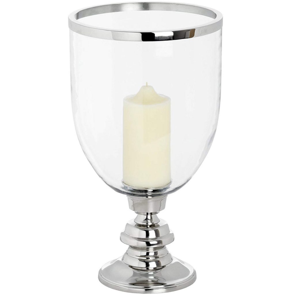 11271 Round Glass Polished Metal Candle Lamp