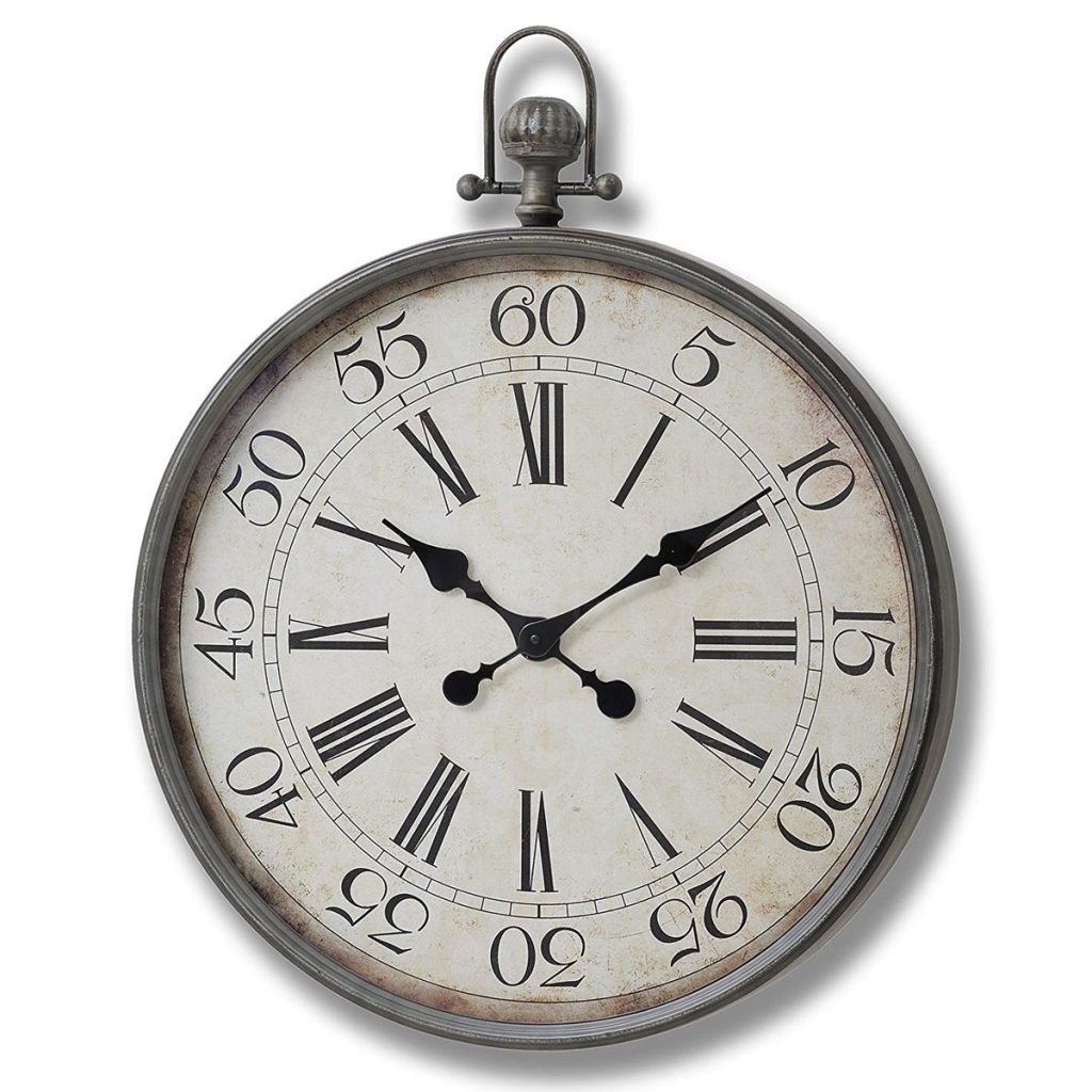 11803 vintage grey metal wall clock