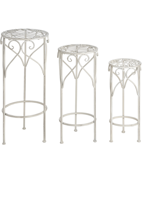 15422-a white metal plant stand set of 3