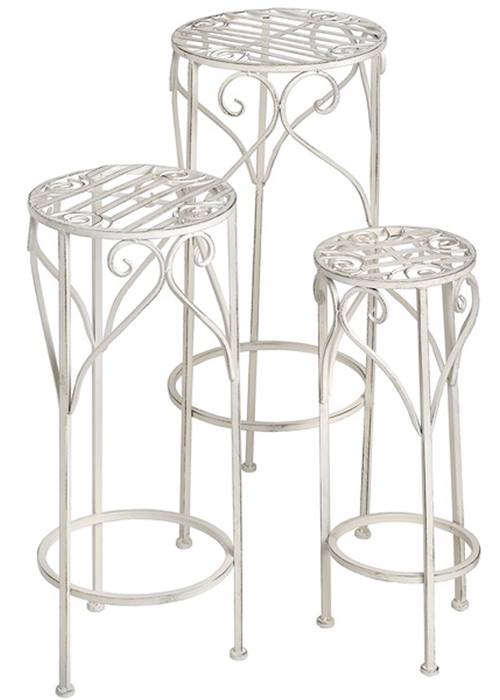 15422 white metal plant stand set of 3