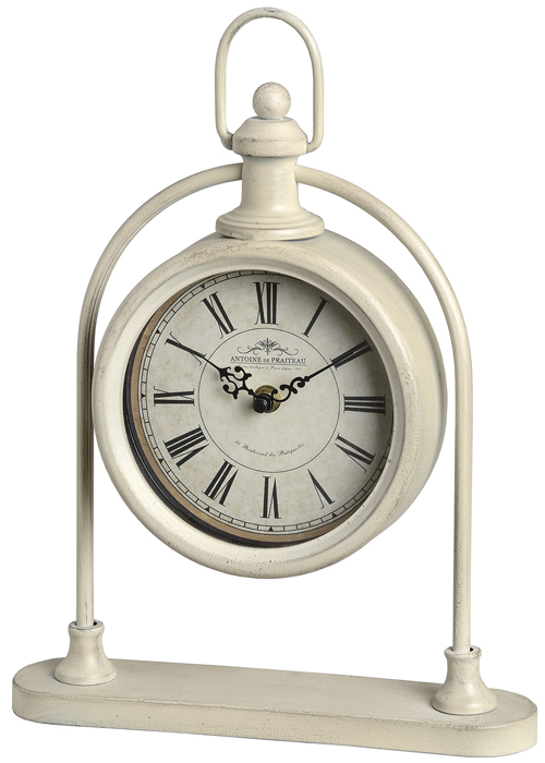 15575 pocket watch clock on stand antique cream