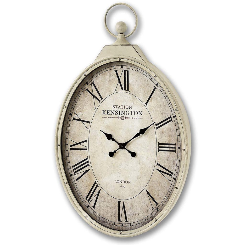 15596 traditional oval antique white wall clock