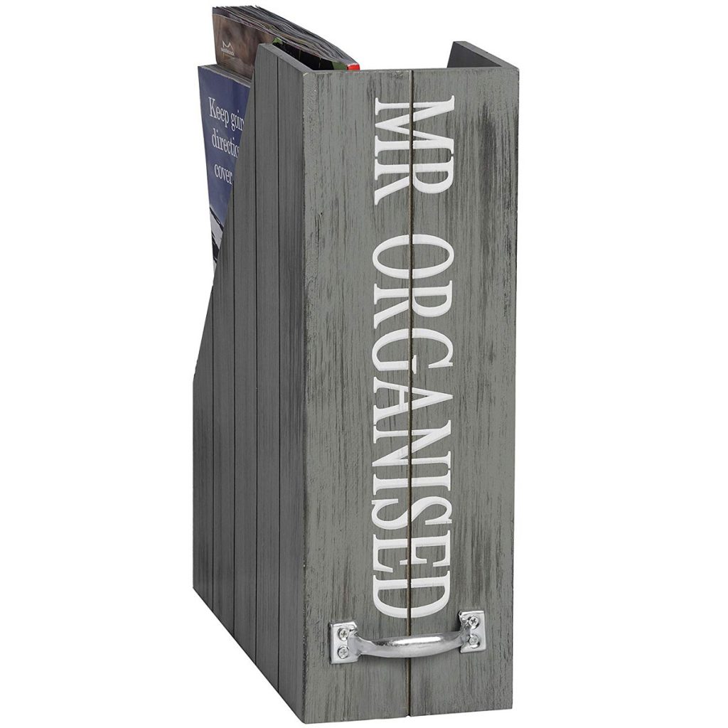 15704 Grey White Mr Organised Wooden Storage Box Holder