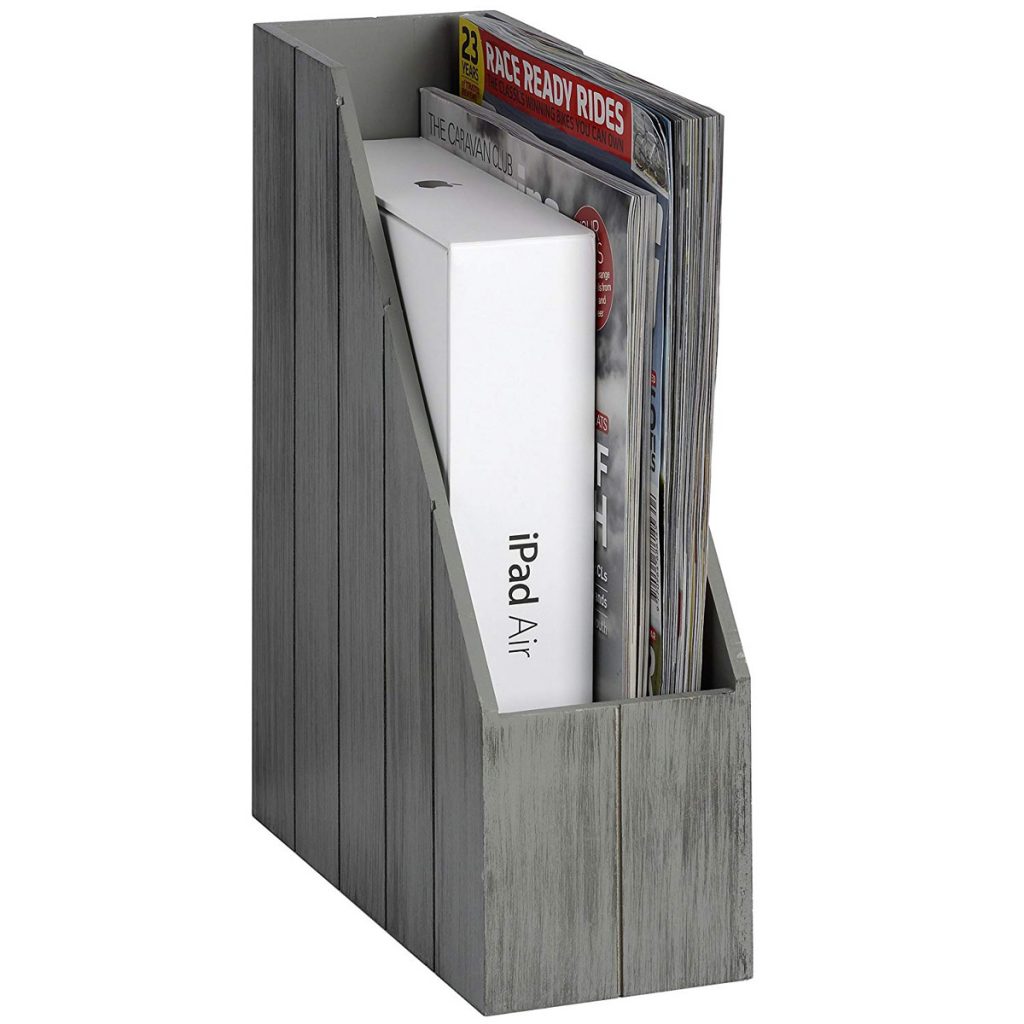 15704-a Grey White Mr Organised Wooden Storage Box Holder