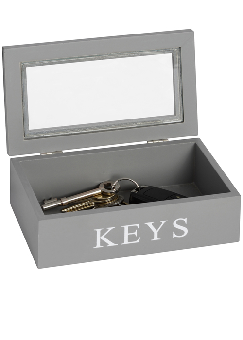 15802 grey white wood glass key storage