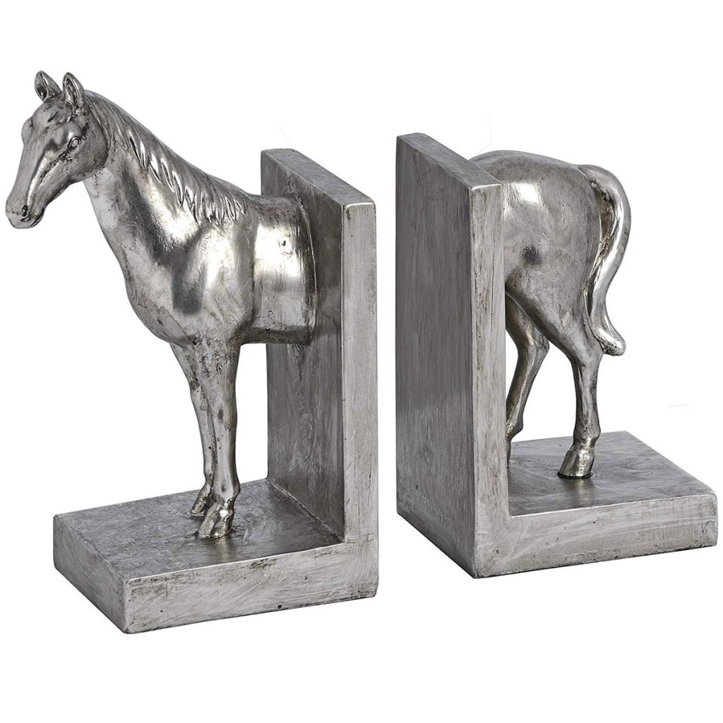 16999-a Silver Grey Colour Horse Pony Bookends