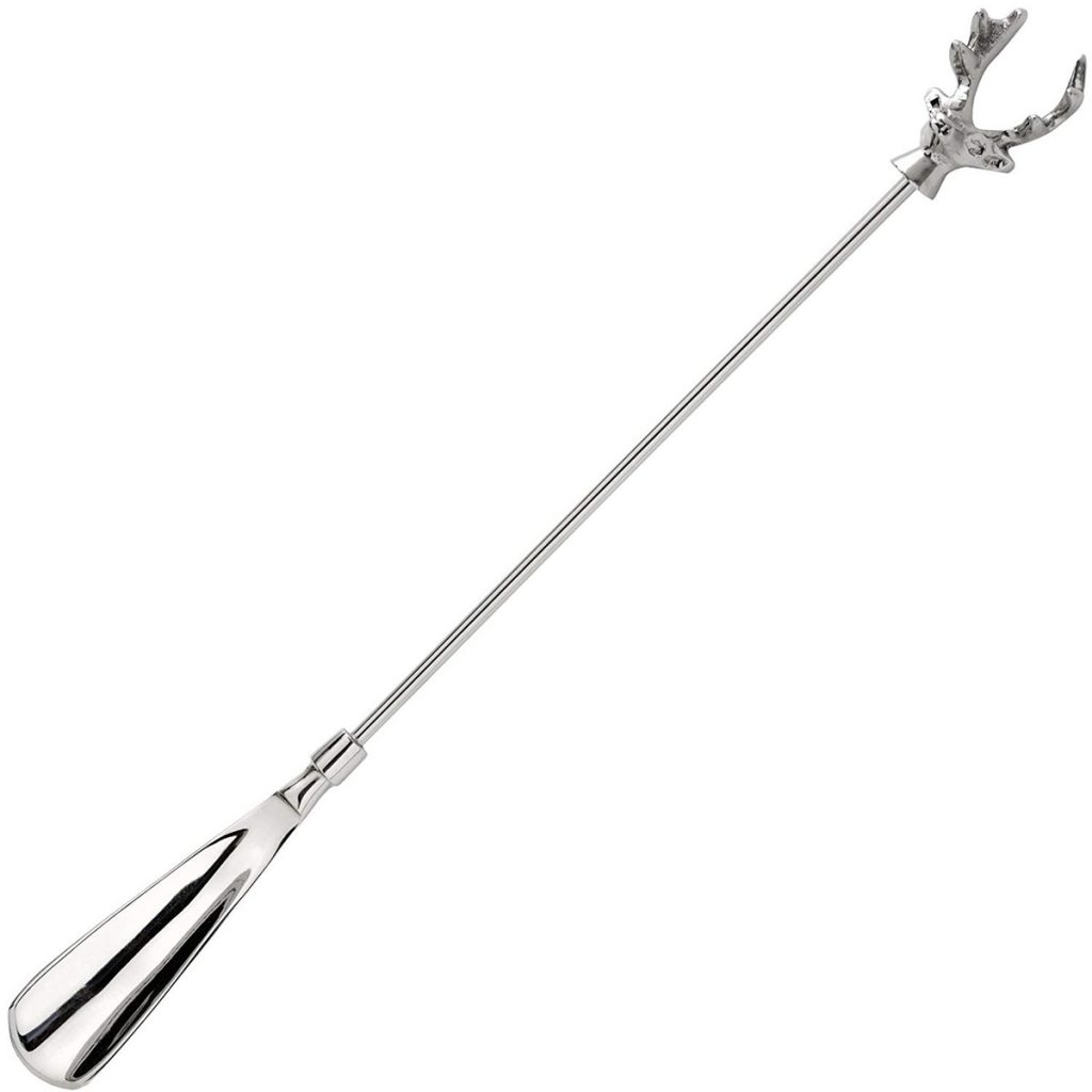 17269 polished metal stag head shoe horn