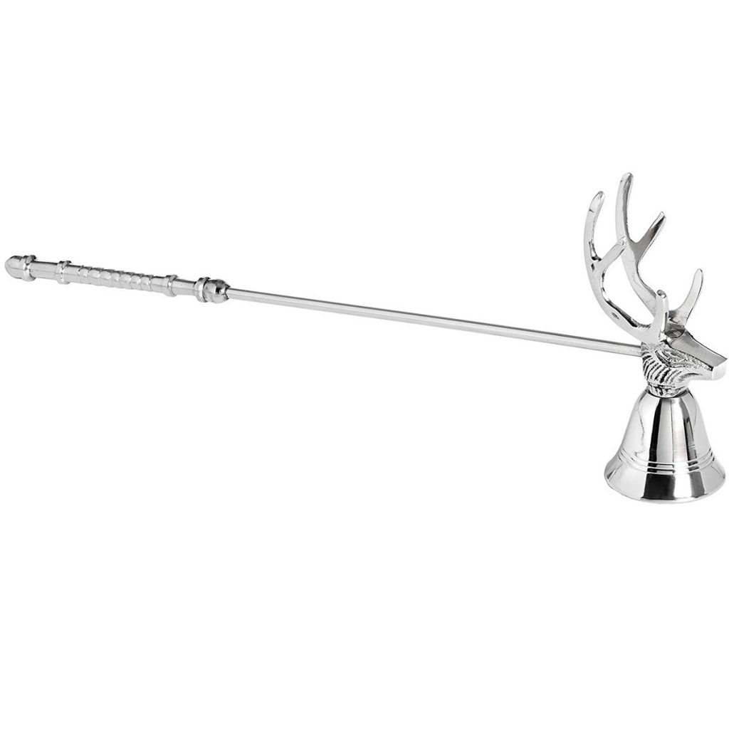 17279 polished metal stag head candle snuffer