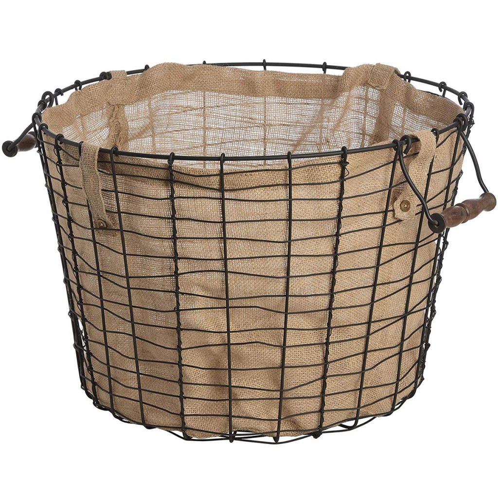 17546 round brown basket linen lining