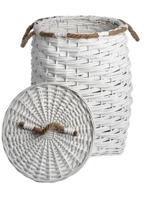 17743-a large tall white woven wicker basket