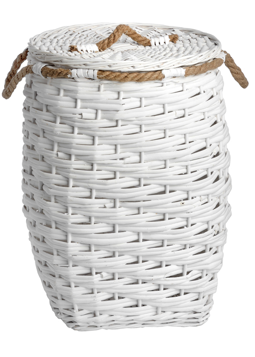 17743 large tall white woven wicker basket