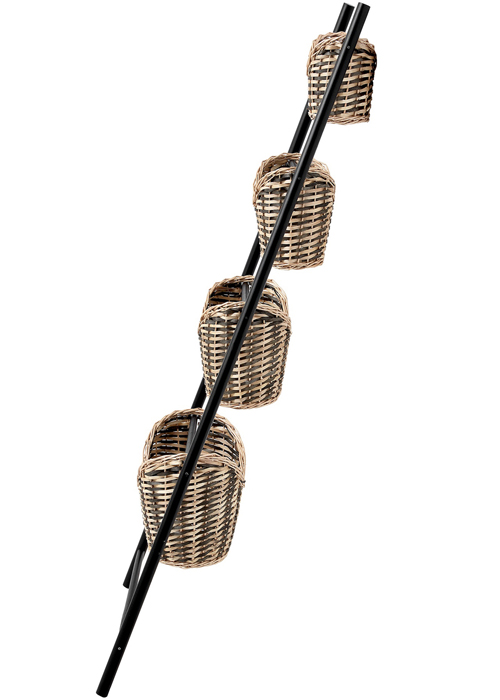 17750-a wicker basket black ladder display storage unit