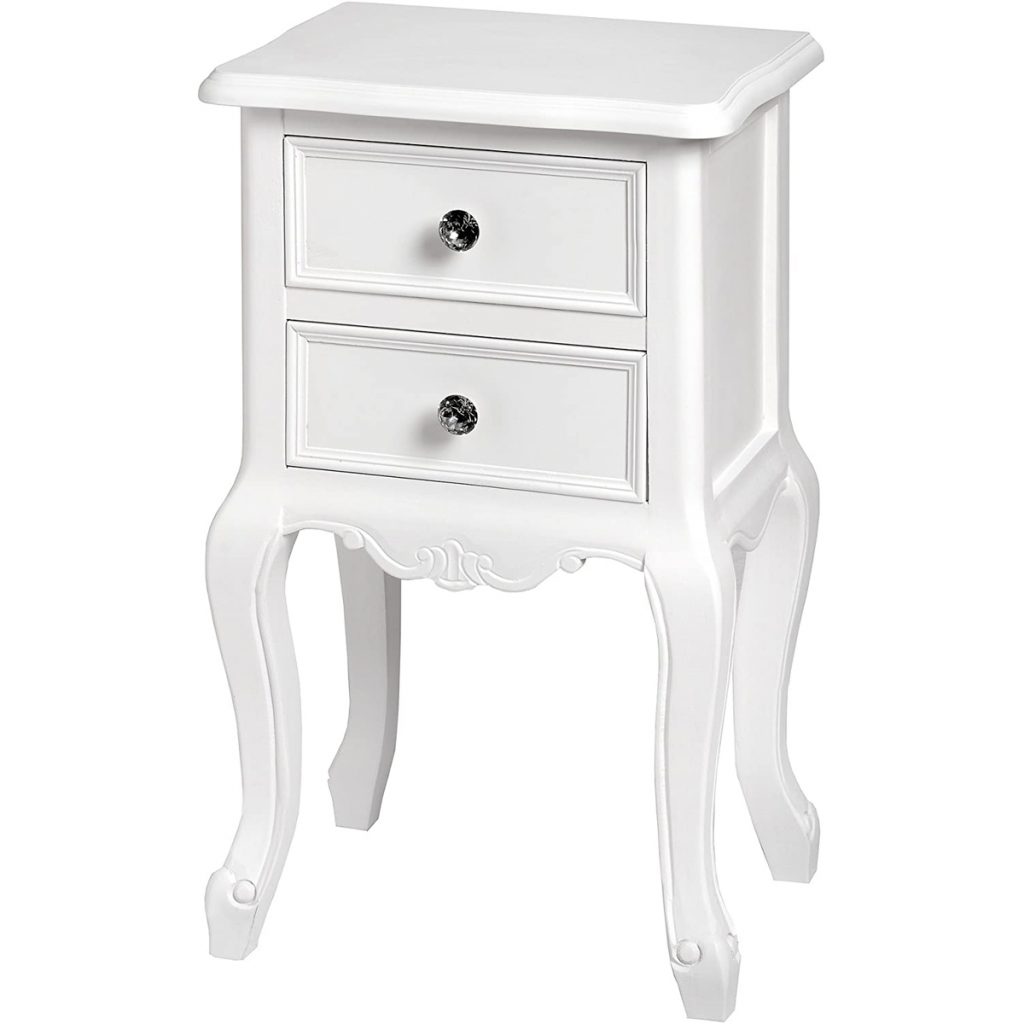 17960 white 2 drawer side table