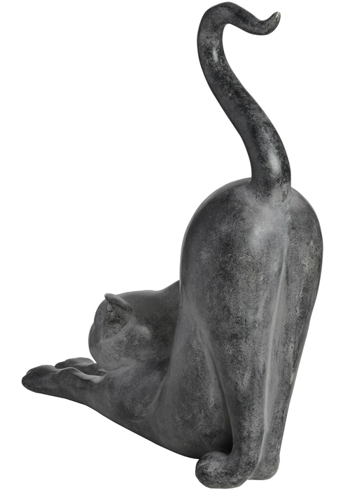 17988-b stretching black cat ornament figurine