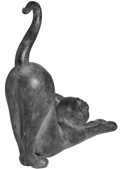 17988-c stretching black cat ornament figurine